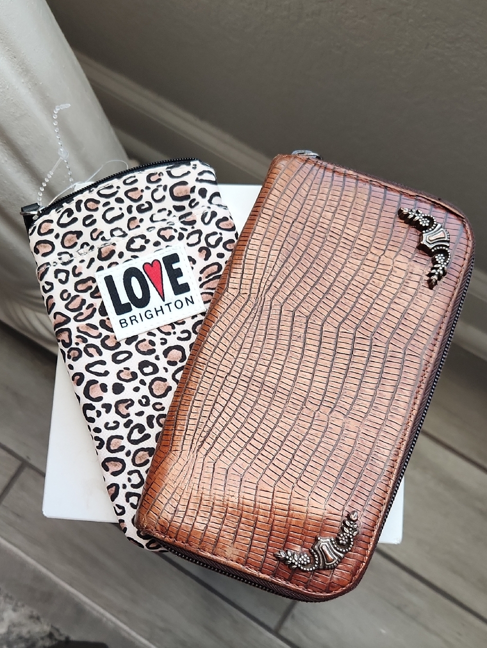 Brighton Leopard Print 'Love' Pouch And Wallet Bundle Of 2